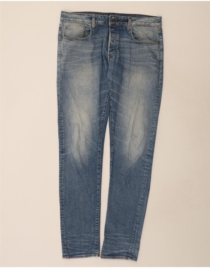 G-Star Herren 3301 Slim Jeans W36 L38 Blaue Baumwolle