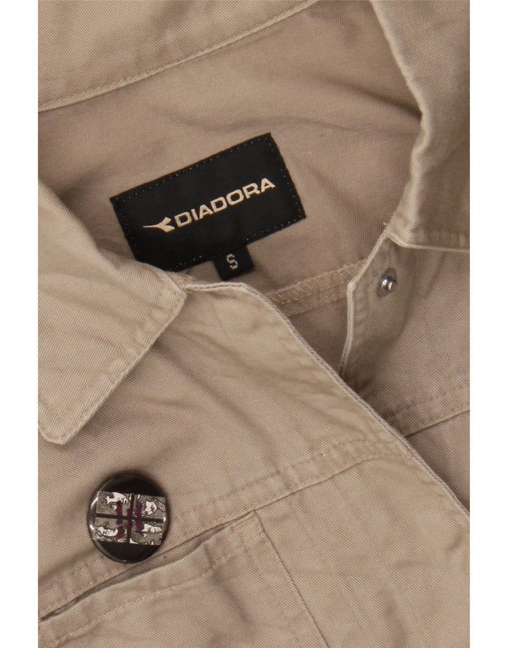 DIADORA Womens Denim Jacket UK 10 Small Beige Cotton Vintage Diadora and Second-Hand Diadora from Messina Hembry 