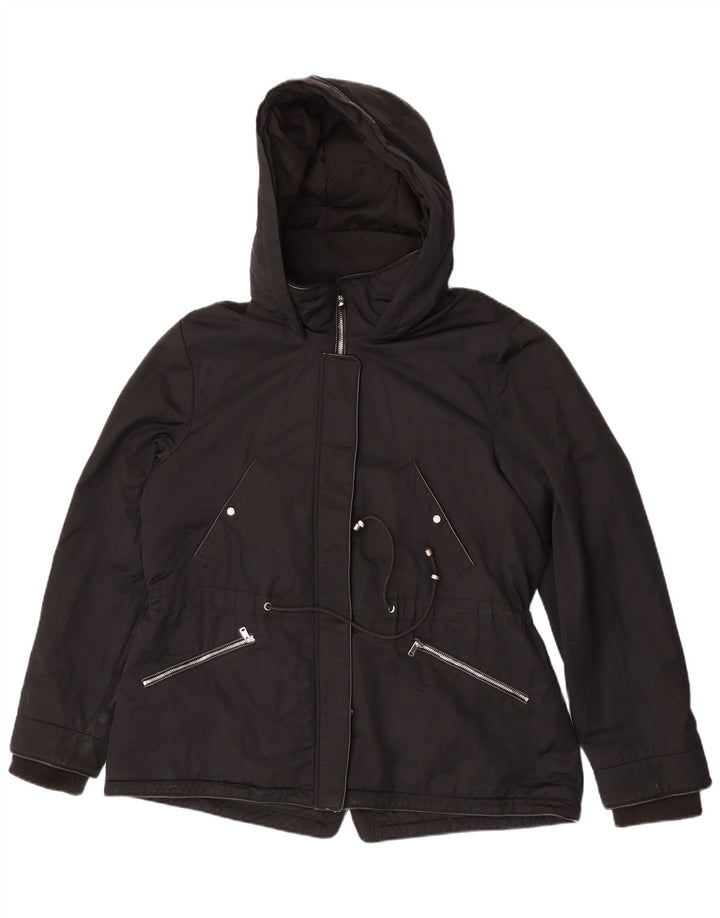 Zara Damen-Windbreakerjacke mit Kapuze, UK 18, XL, Schwarz, Polyester