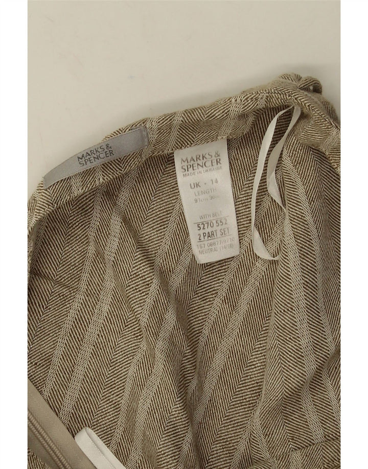 Marks & Spencer Damen Maxirock UK 14 Large W32 Graue Baumwolle mit Fischgrätenmuster