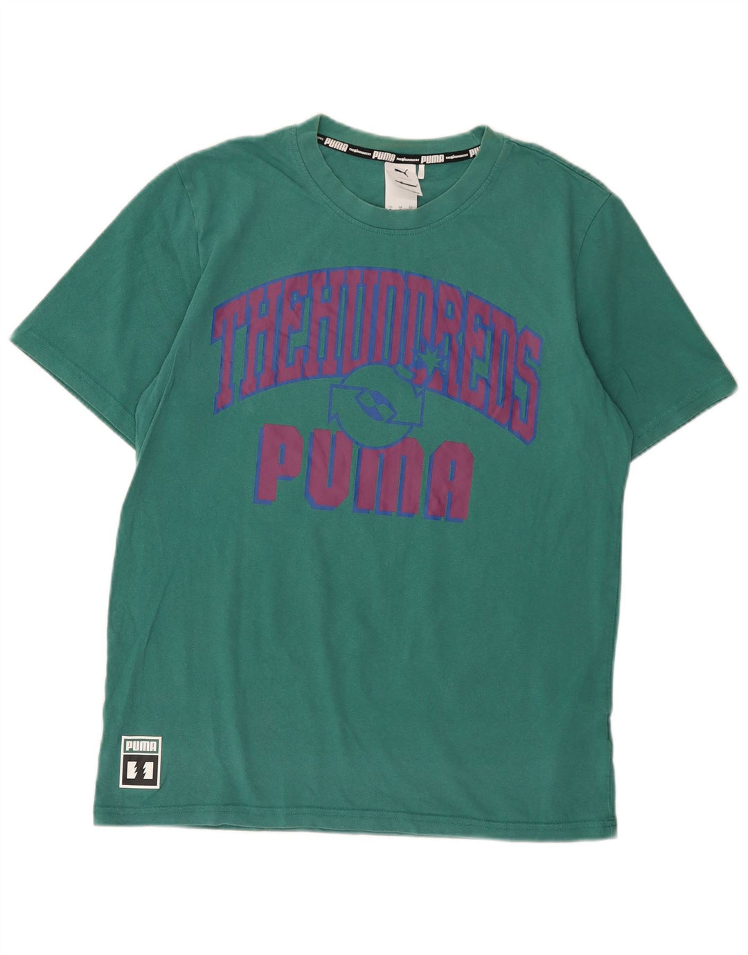 Puma Herren Grafik-T-Shirt-Oberteil aus mittelgrüner Baumwolle