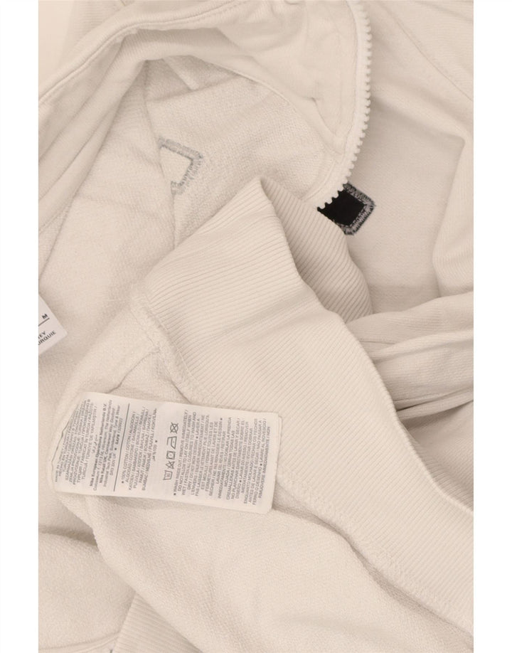 Nike Damen-Sweatshirt mit grafischem Reißverschluss und Rundhalsausschnitt, UK 14, mittelweiße Baumwolle