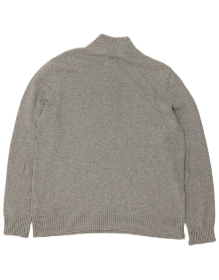 Crew Clothing Herren-Pullover mit Reißverschluss am Hals, mittelgraue Baumwolle