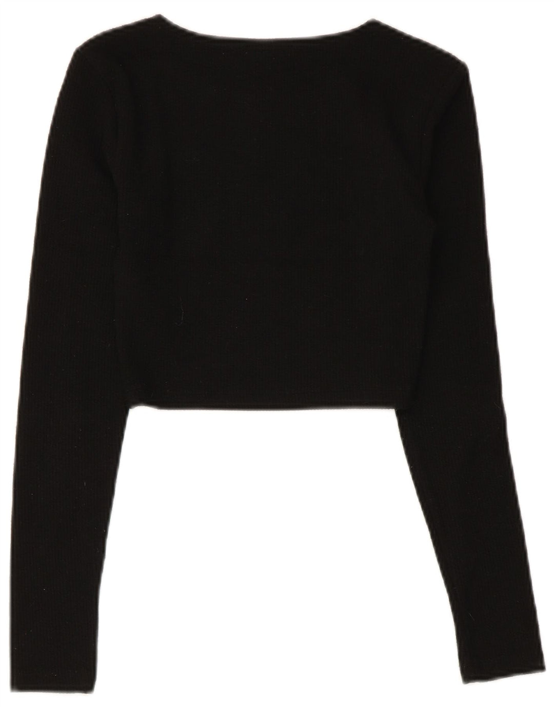 Zara Damen Crop Top Langarm UK 8 Small Schwarz Polyester