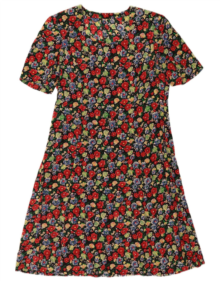 Vintage Damen A-Linie Kleid UK 14 Medium Mehrfarbig geblümt