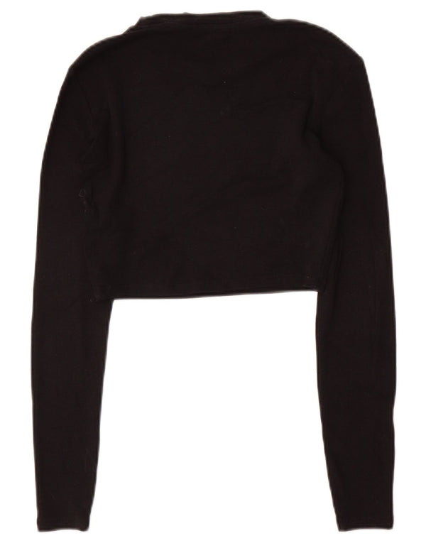 Zara Damen Crop Top Langarm UK 8 Small Schwarz