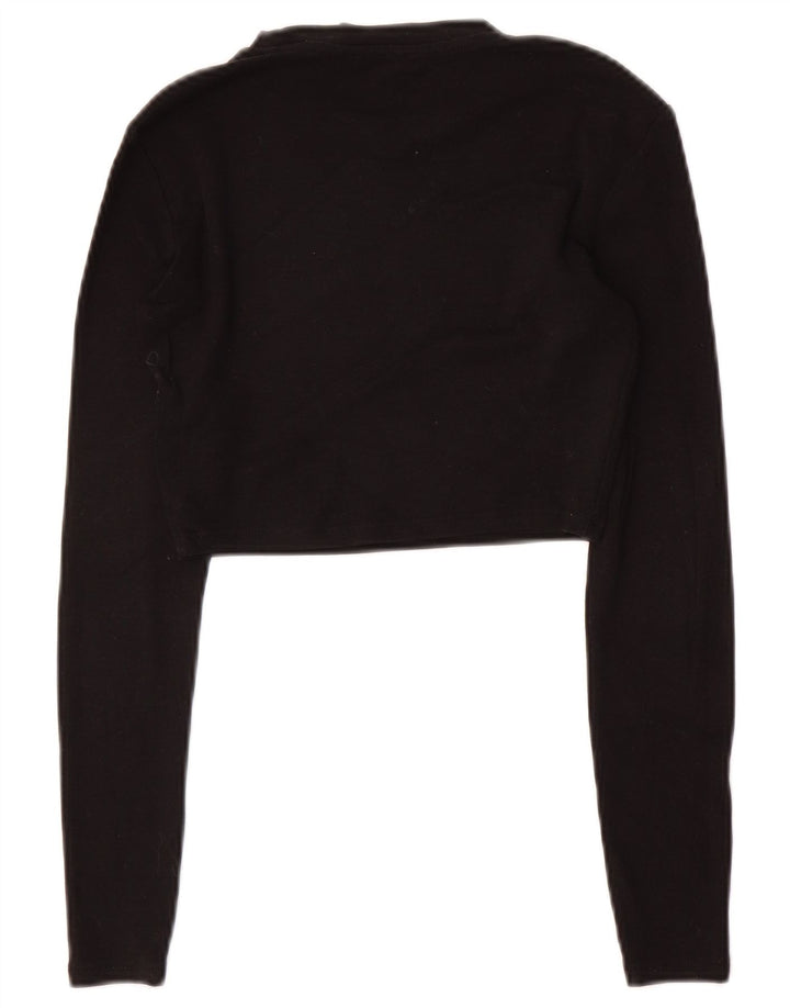 Zara Damen Crop Top Langarm UK 8 Small Schwarz