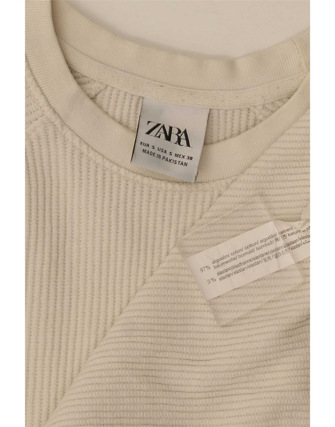 Zara Herren T-Shirt Top Small Weiße Baumwolle