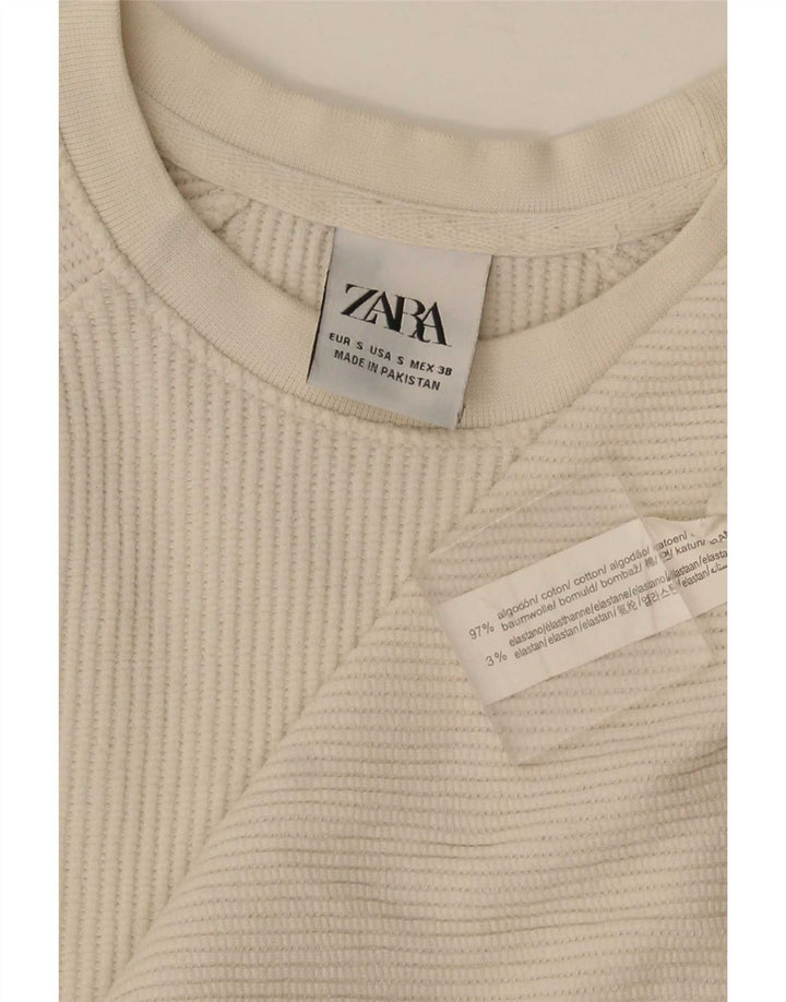 Zara Herren T-Shirt Top Small Weiße Baumwolle