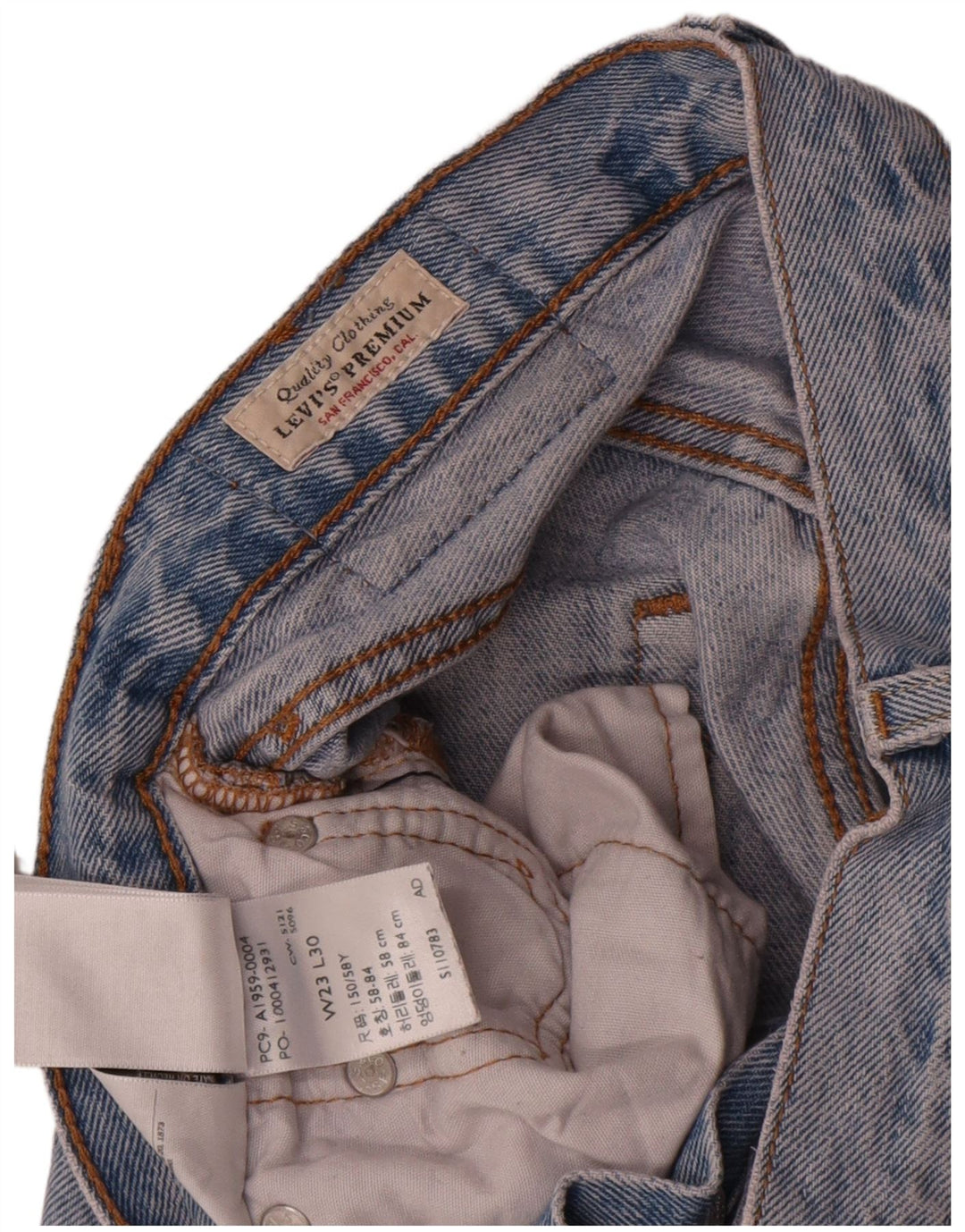 Levi's Damen 501 Distressed Straight Jeans W23 L30 Blaue Baumwolle