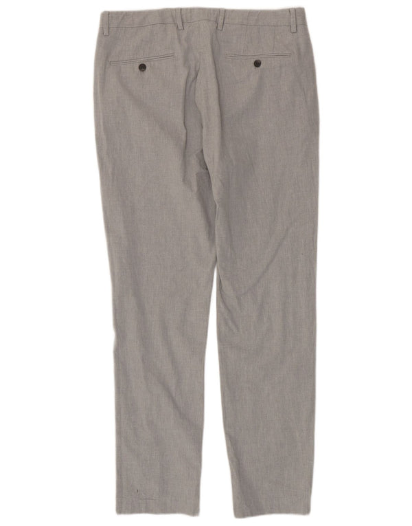 Reiss Mens Slim Suit Trousers W34 L31 Grey Cotton