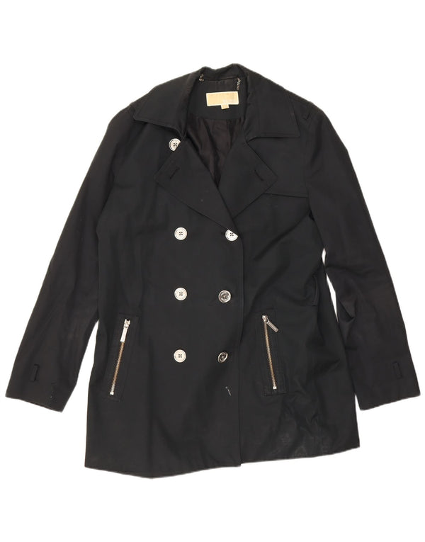 Michael Kors Damen Kurzer zweireihiger Trenchcoat UK 16 Large Schwarz