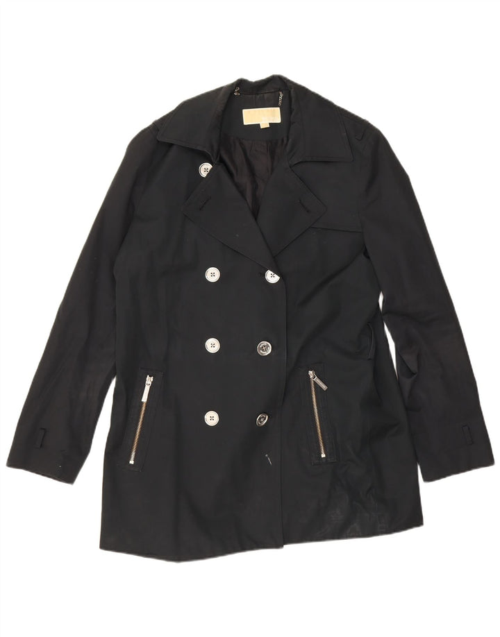 Michael Kors Damen Kurzer zweireihiger Trenchcoat UK 16 Large Schwarz
