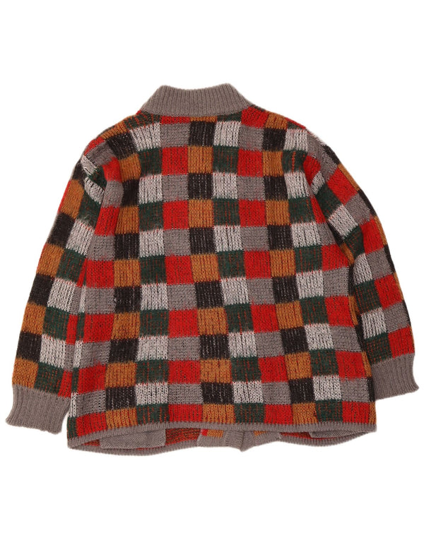 Vintage Damen-Strickjacke in Übergröße, Gr. 16, groß, mehrfarbig, kariert