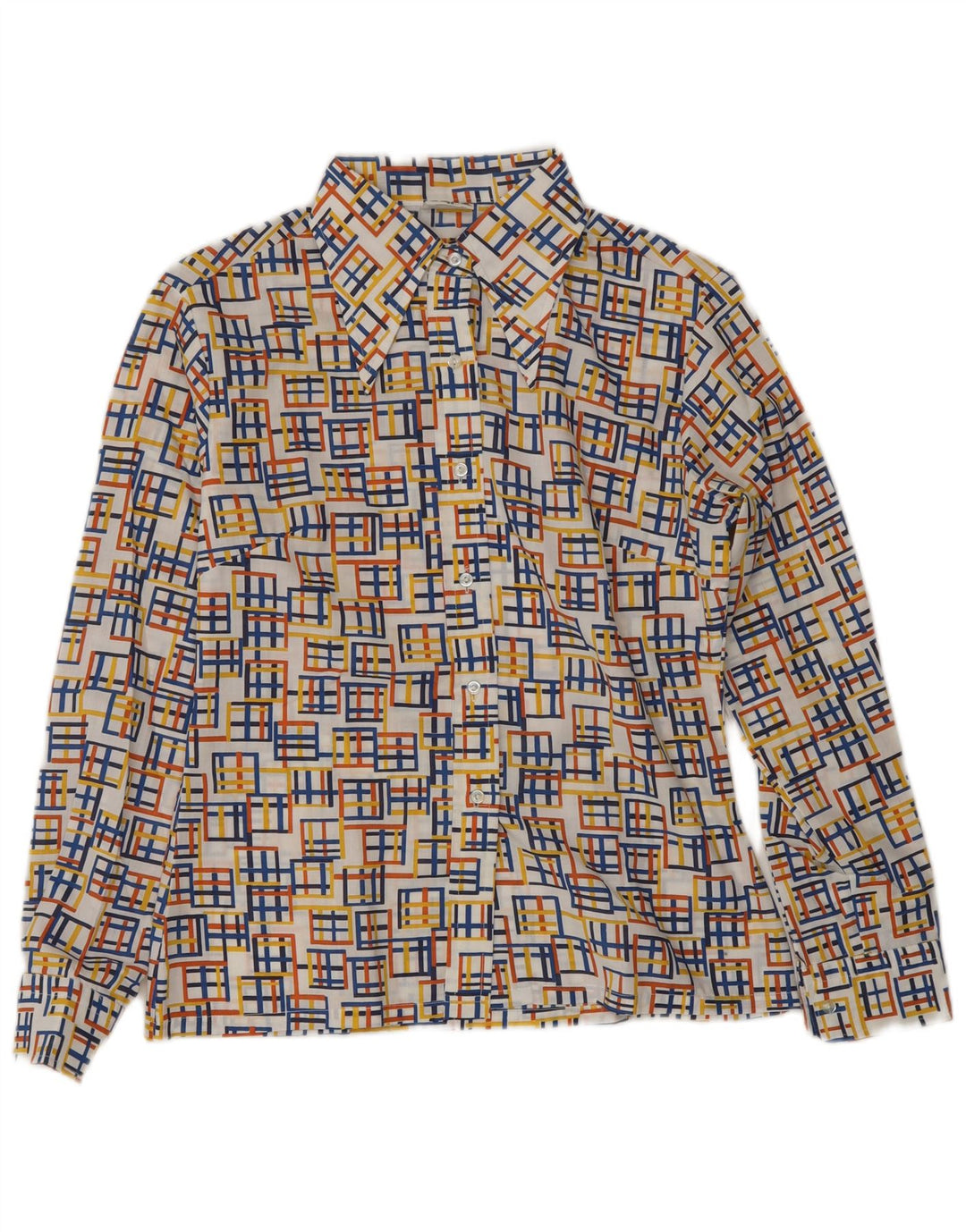 Vintage Damen Hemdbluse EU 40 Medium Mehrfarbiges geometrisches Polyester