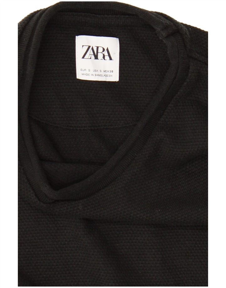 Zara Damen Top Langarm UK 10 Small Schwarz