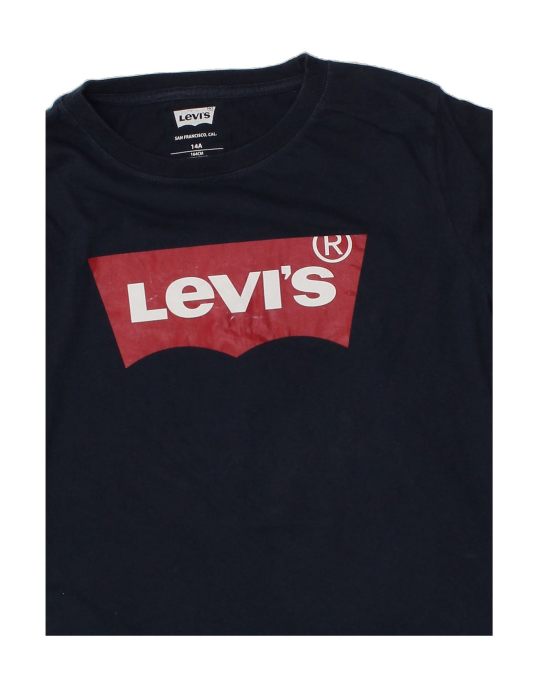 LEVI'S Boys Graphic Top Long Sleeve 13-14 Years Navy Blue Cotton Vintage Levi's and Second-Hand Levi's from Messina Hembry 