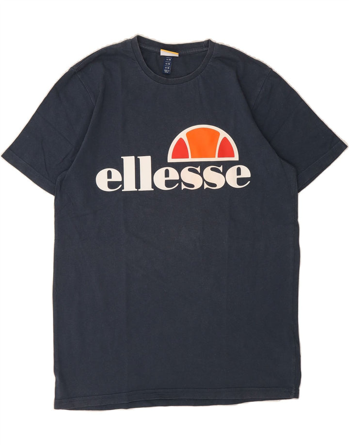 ELLESSE Mens Graphic T-Shirt Top Medium Navy Blue Cotton Vintage Ellesse and Second-Hand Ellesse from Messina Hembry 