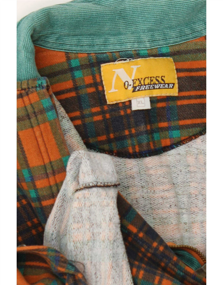 Vintage Herren Polo Neck Sweatshirt Pullover XL Orange Karo
