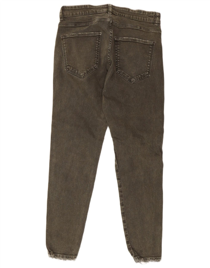 Zara Herren Distressed Slim Jeans EU 42 Medium W32 L27 Khaki Baumwolle