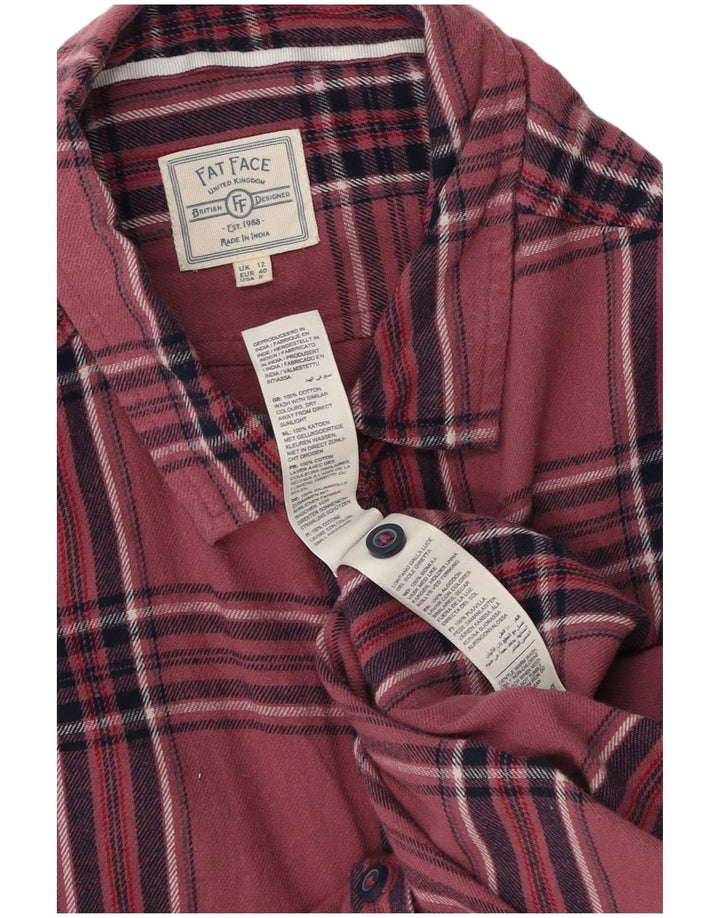Fat Face Damen Flanellhemd UK 12 mittelrosa karierte Baumwolle