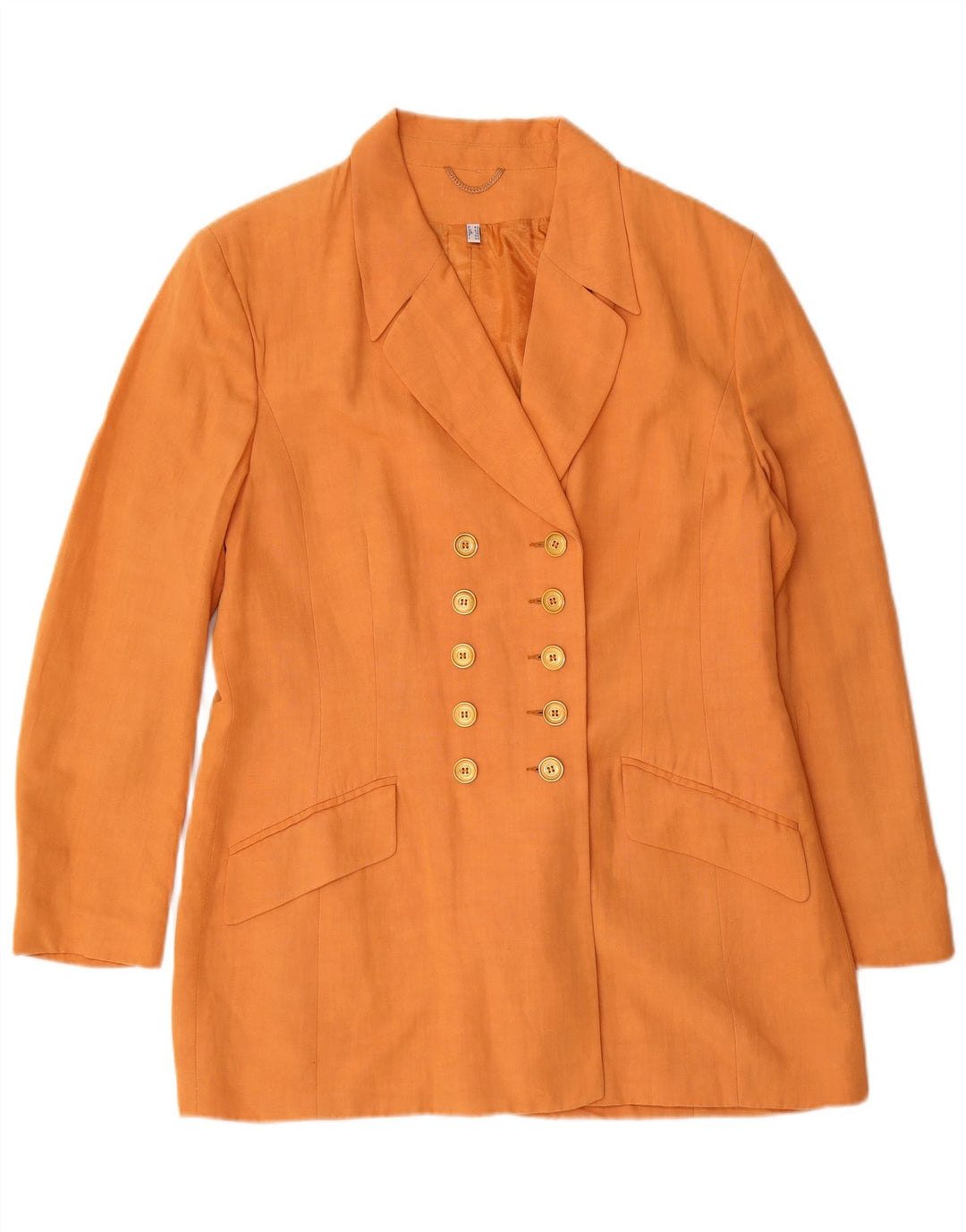 Vintage Damen Zweireiher Blazer Jacke UK 16 Große Orange Viskose