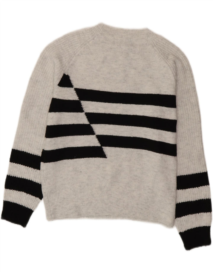 Marks & Spencer Damen-Pullover mit Rundhalsausschnitt, Gr. 10, Größe S, grau gestreift