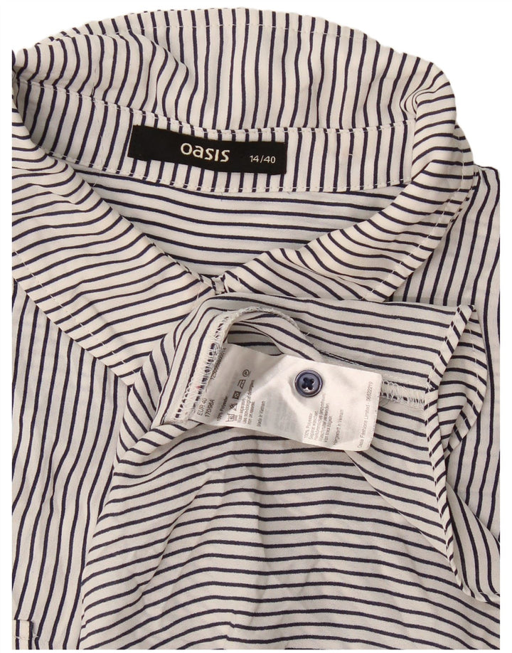 Oasis Damen-Pullover-Hemdbluse, Gr. 44, Größe L, Weiß, Nadelstreifen-Polyester