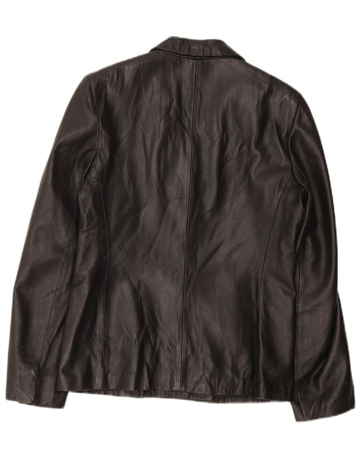 VINTAGE Womens Crop Leather Jacket UK 18 XL Black Leather