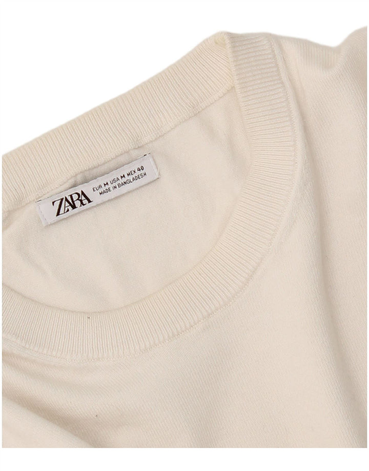 Zara Herren T-Shirt Top Mittelweiß