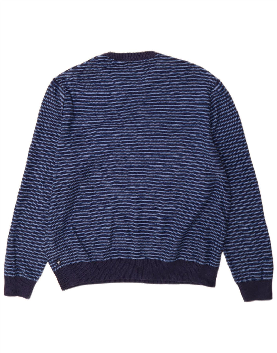 Chaps Herren-Pullover mit Rundhalsausschnitt, XL, blau gestreift, Baumwolle