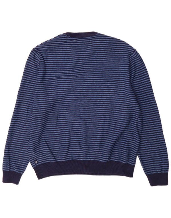 Chaps Herren-Pullover mit Rundhalsausschnitt, XL, blau gestreift, Baumwolle