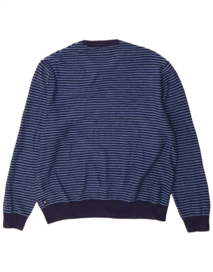 Chaps Herren-Pullover mit Rundhalsausschnitt, XL, blau gestreift, Baumwolle