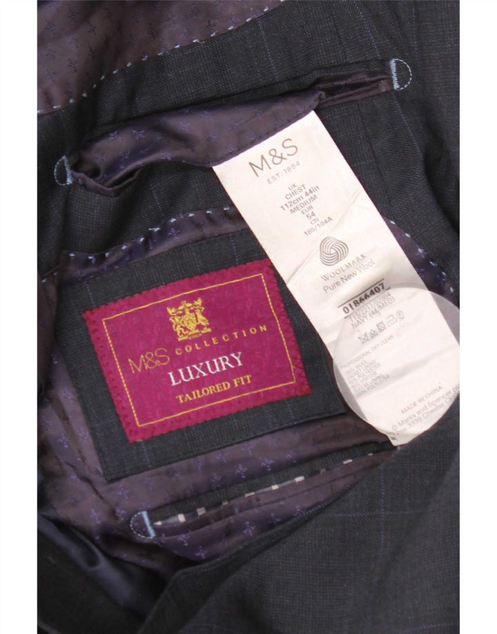Marks & Spencer Herren-Blazer mit maßgeschneiderter Passform, UK 44, XL, Marineblau kariert
