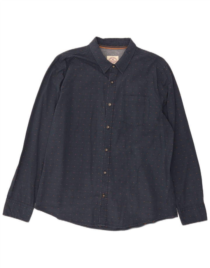 Fat Face Herren-Hemd, reguläre Passform, XL, Marineblau, gepunktet, Baumwolle