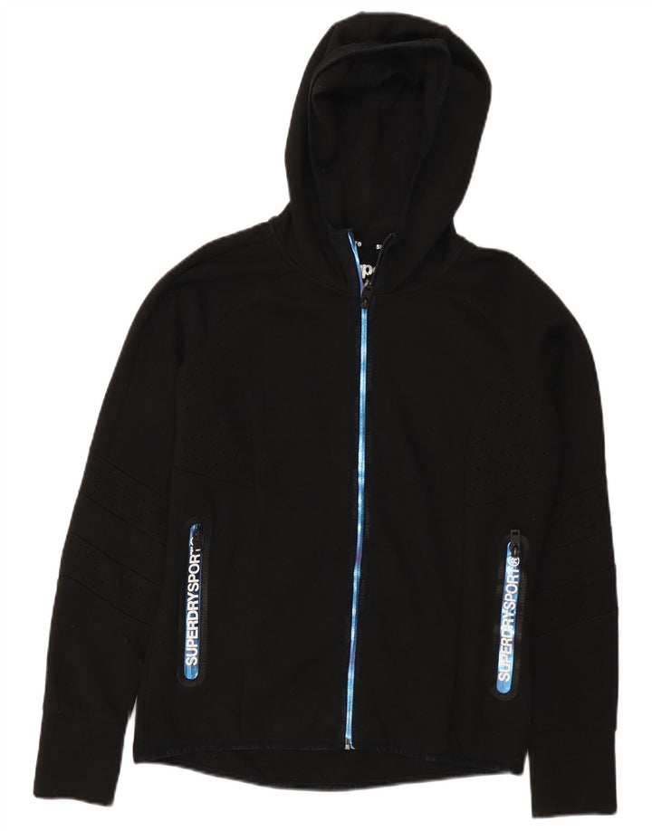 Superdry Damen-Kapuzenpullover mit grafischem Reißverschluss, UK 12, Mittelschwarz, Polyester