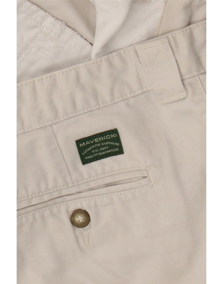 MAVERICK Gerade Herren-Cargohose, W36, L30, weiße Baumwolle