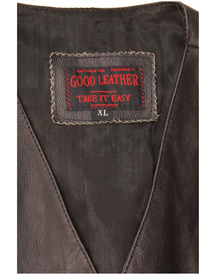 Vintage Herren Lederweste XL Schwarzes Leder