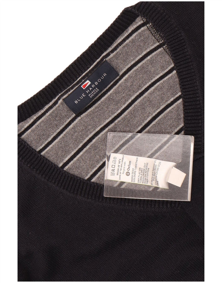 Marks & Spencer Herren Blue Harbour Pullover mit V-Ausschnitt, Größe L, Marineblau
