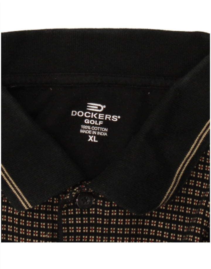 Dockers Herren Golf-Poloshirt XL, schwarz kariert, Baumwolle