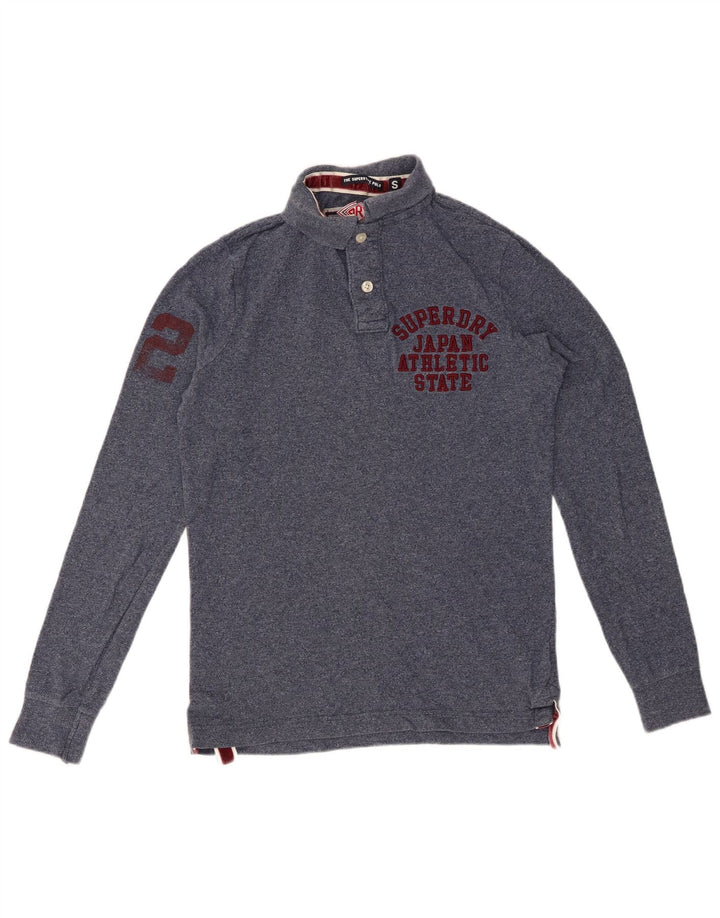 SUPERDRY Herren-Poloshirt mit Grafik, langärmelig, Größe S, Marineblau, Baumwolle