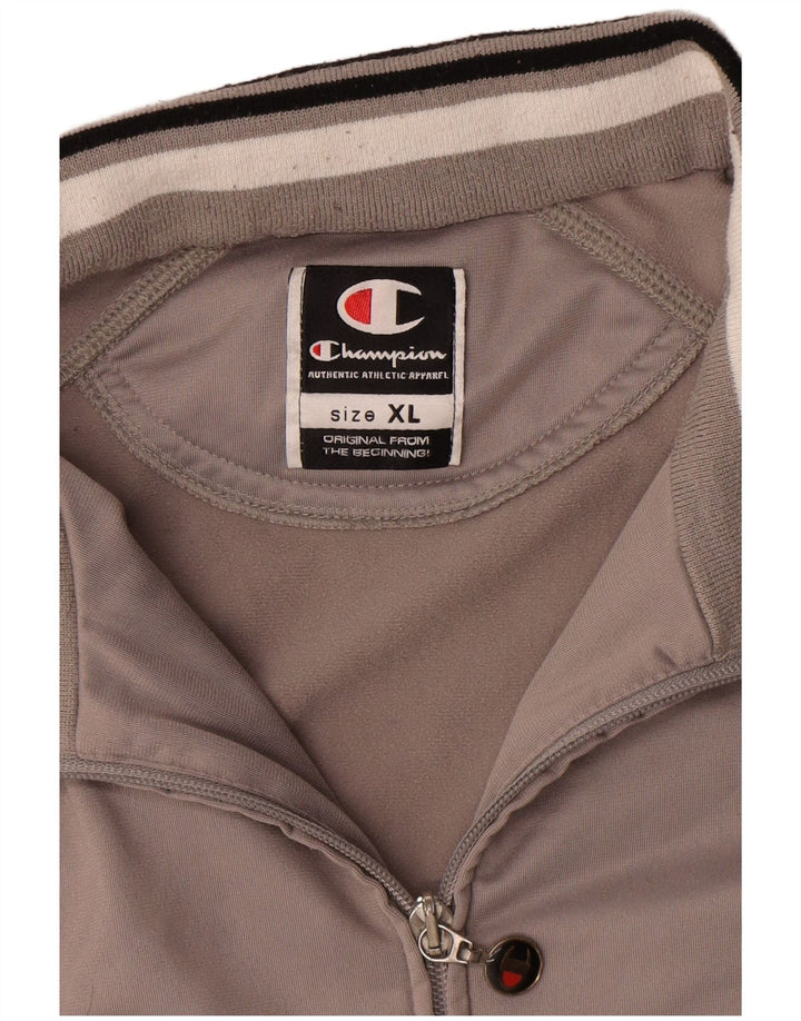 Champion Herren-Trainingsanzugoberteil, XL, graues Colourblock-Polyester
