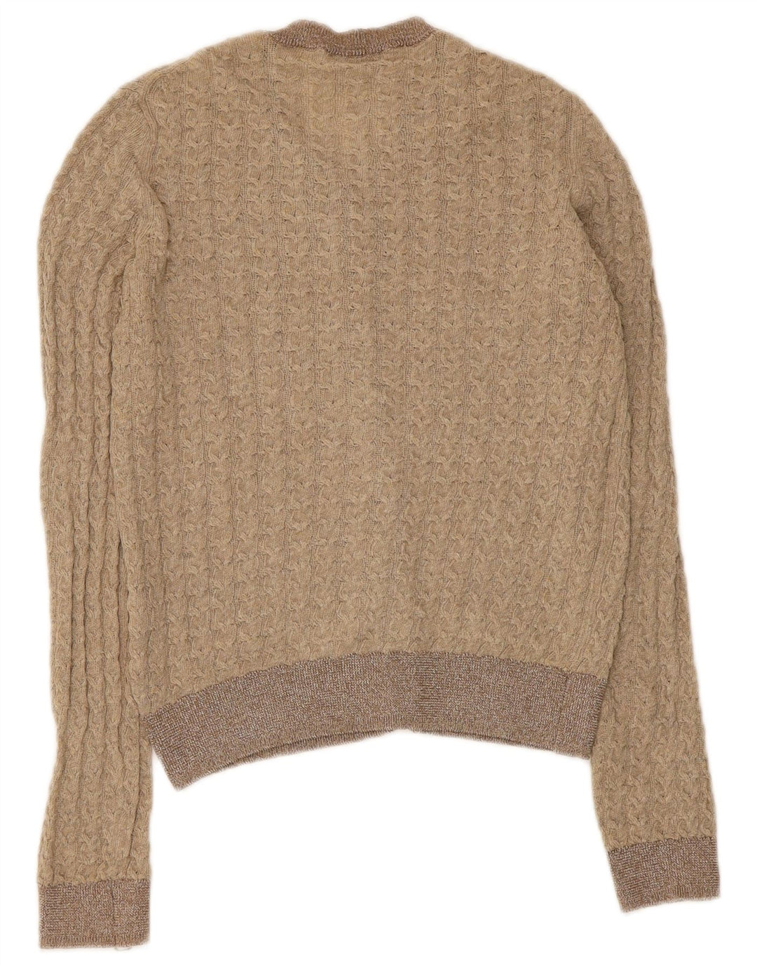Zara Damen Crop Cardigan Pullover UK 8 Small Beige Polyester