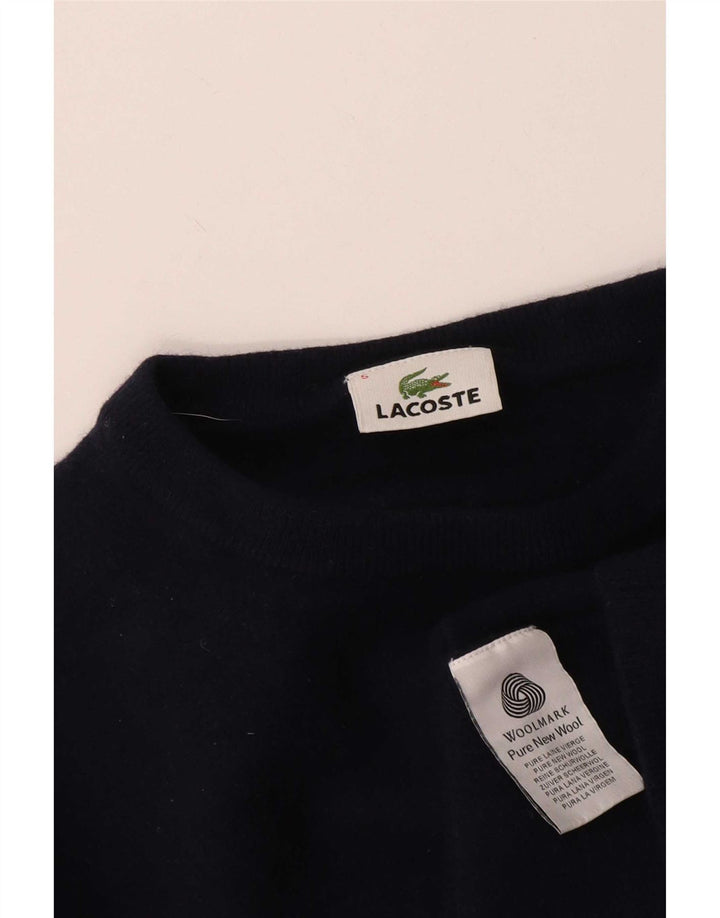 Lacoste Jungen-Pullover mit Rundhalsausschnitt, 7–8 Jahre, marineblaue Schurwolle