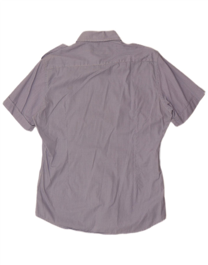 Fred Perry Herren-Kurzarm-Militärhemd XL aus blauer Gingham-Baumwolle