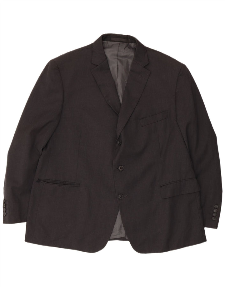 Marks & Spencer Herren-Blazer, kurz, mit 3 Knöpfen, UK 48, 2XL, graue Wolle