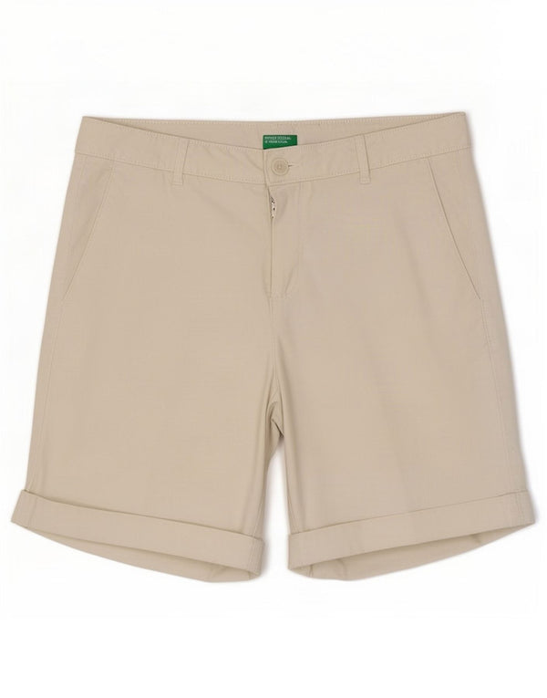 Benetton Damen Chinoshorts UK 10 Small W30 Weiße Baumwolle