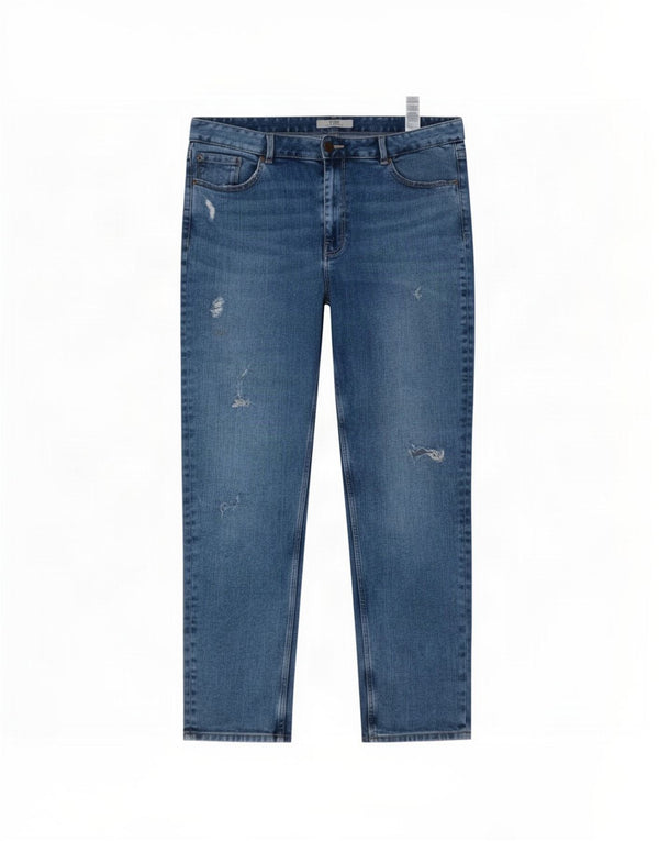 Marks & Spencer Damen Crop Distressed Slim Jeans UK 16 Large W36 L25 Blau