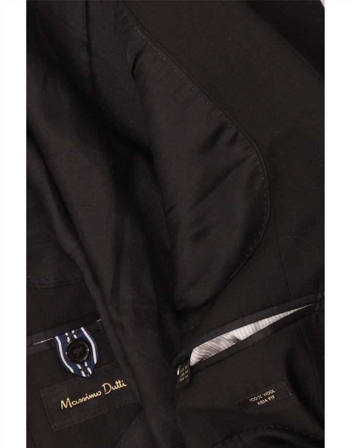 Massimo Dutti Herren-Blazer mit 2 Knöpfen, EU 54, XL, schwarze Wolle