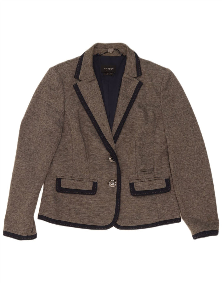 Marks & Spencer Damen Autograph 2 Button Blazer Jacke UK 12 Mittelgrau